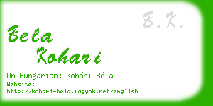 bela kohari business card